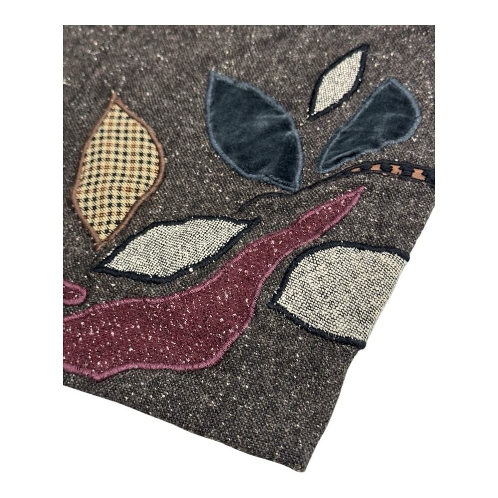 Anthropologie Brown Maxi Skirt with Multicolor Leaf Appliqué - Picture 12 of 13
